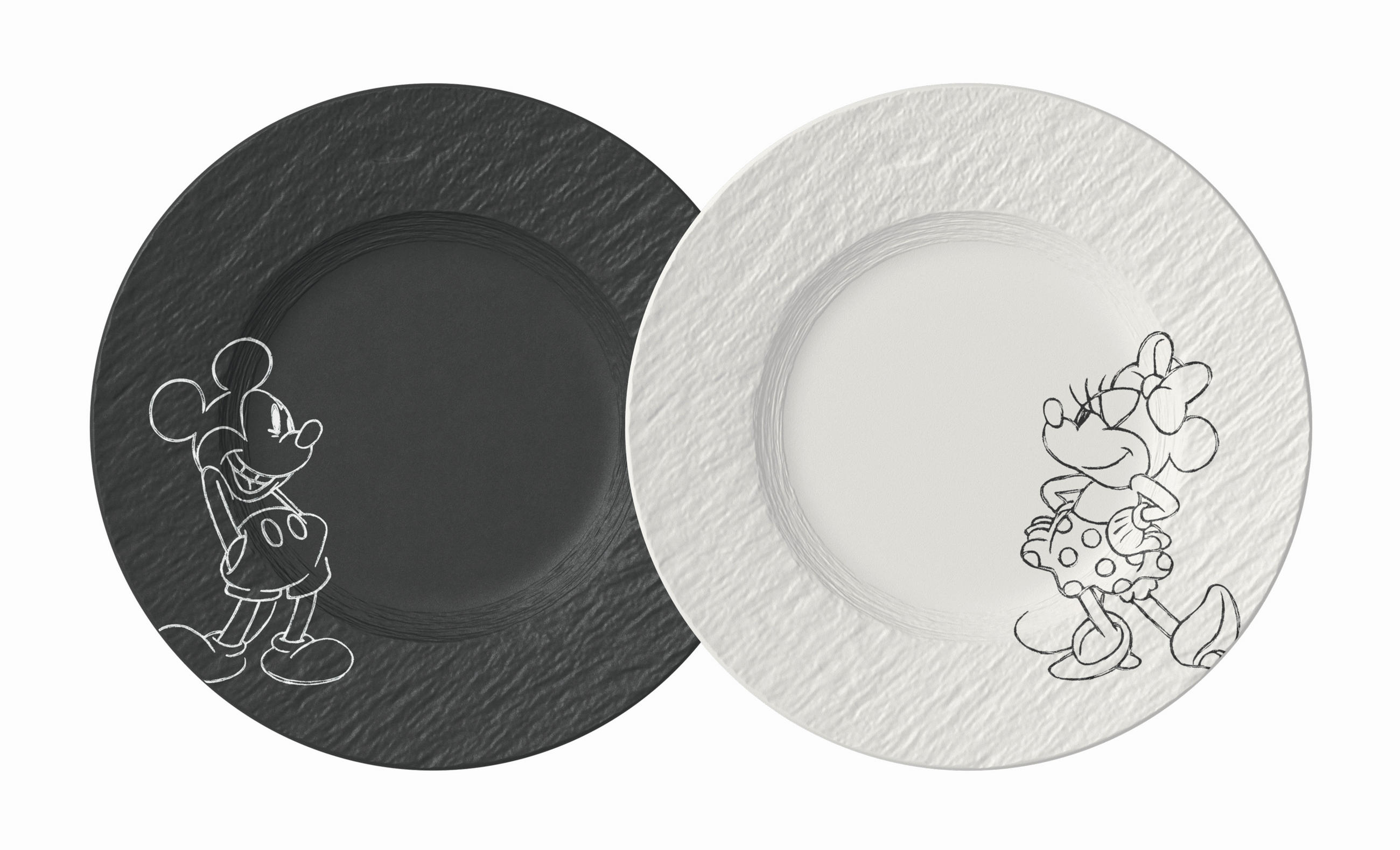Villeroy & Boch Frühstückstellerset Manufacture Rock Mickey Schwarz, Weiß 2 cm