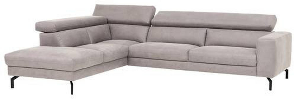 ECKSOFA in Mikrofaser Silberfarben  - Silberfarben/Schwarz, Modern, Textil/Metall (233/305cm) - Trendmanufaktur