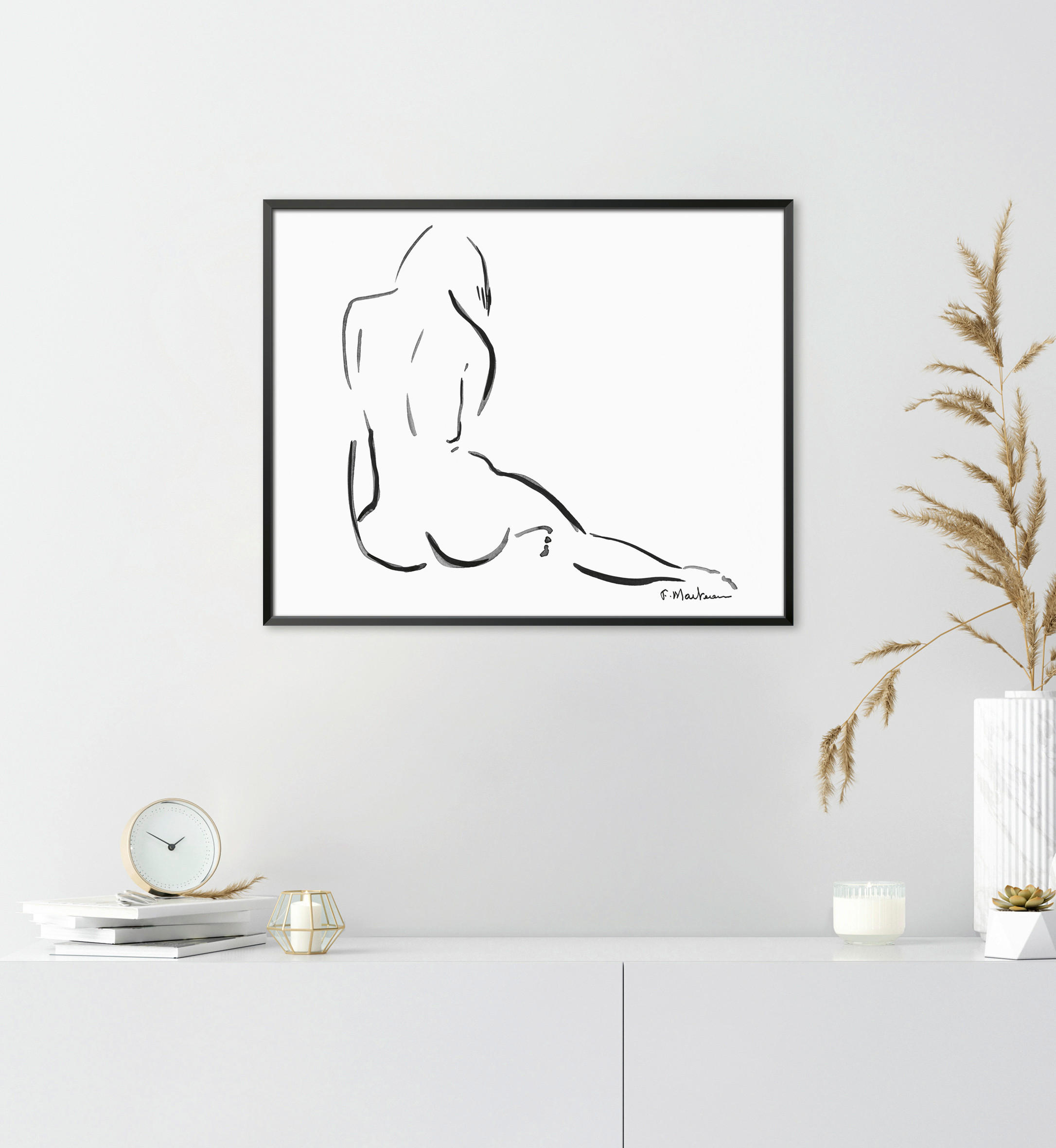 KUNSTDRUCK Frauen, Zeichnung 50/40 cm  - Schwarz/Weiß, Basics, Papier (50/40cm) - Monee