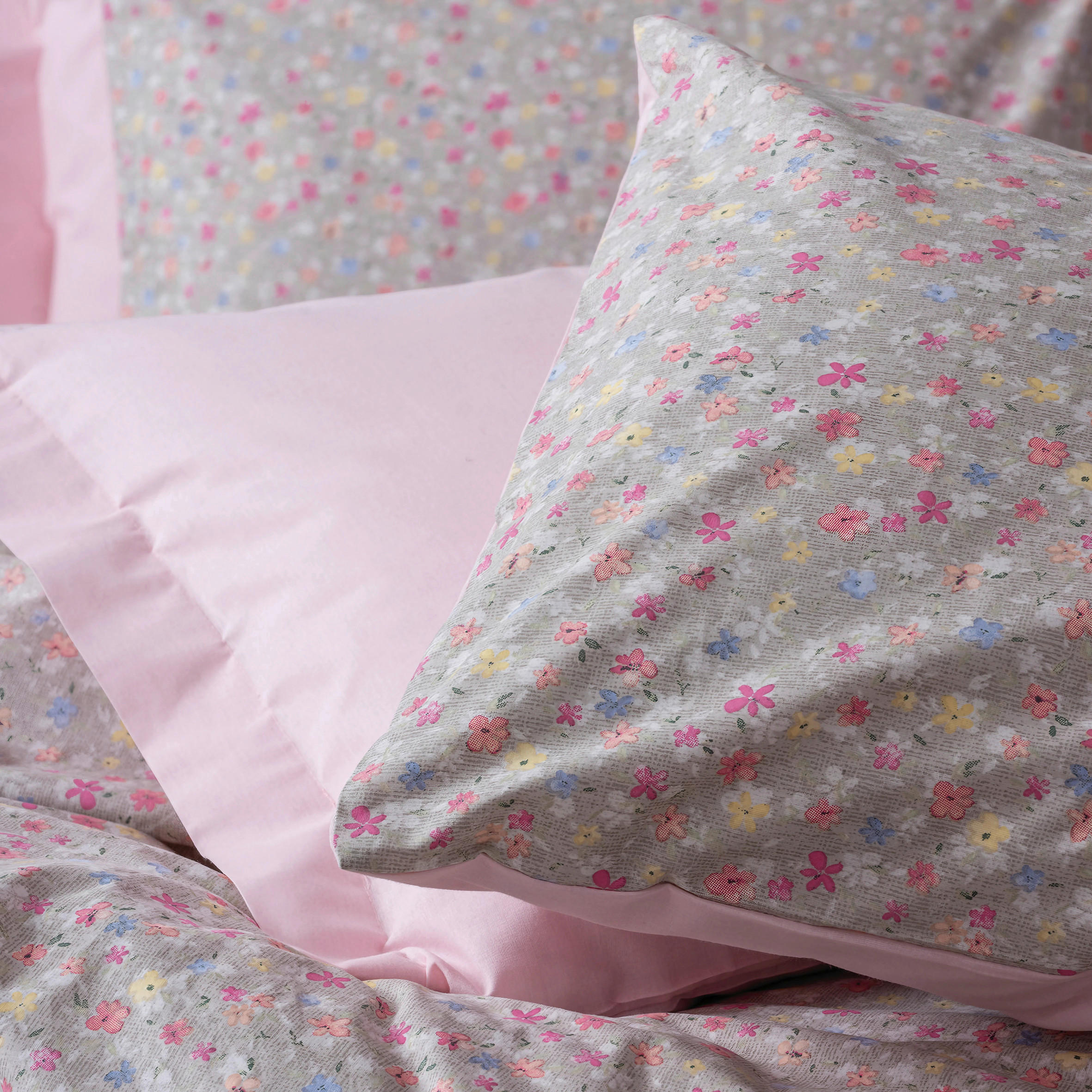 Thumbnail - Bettwäsche, Grau, Pink, Textil, 135x200 cm, Schlaftextilien, Bettwäsche, Bettwäsche