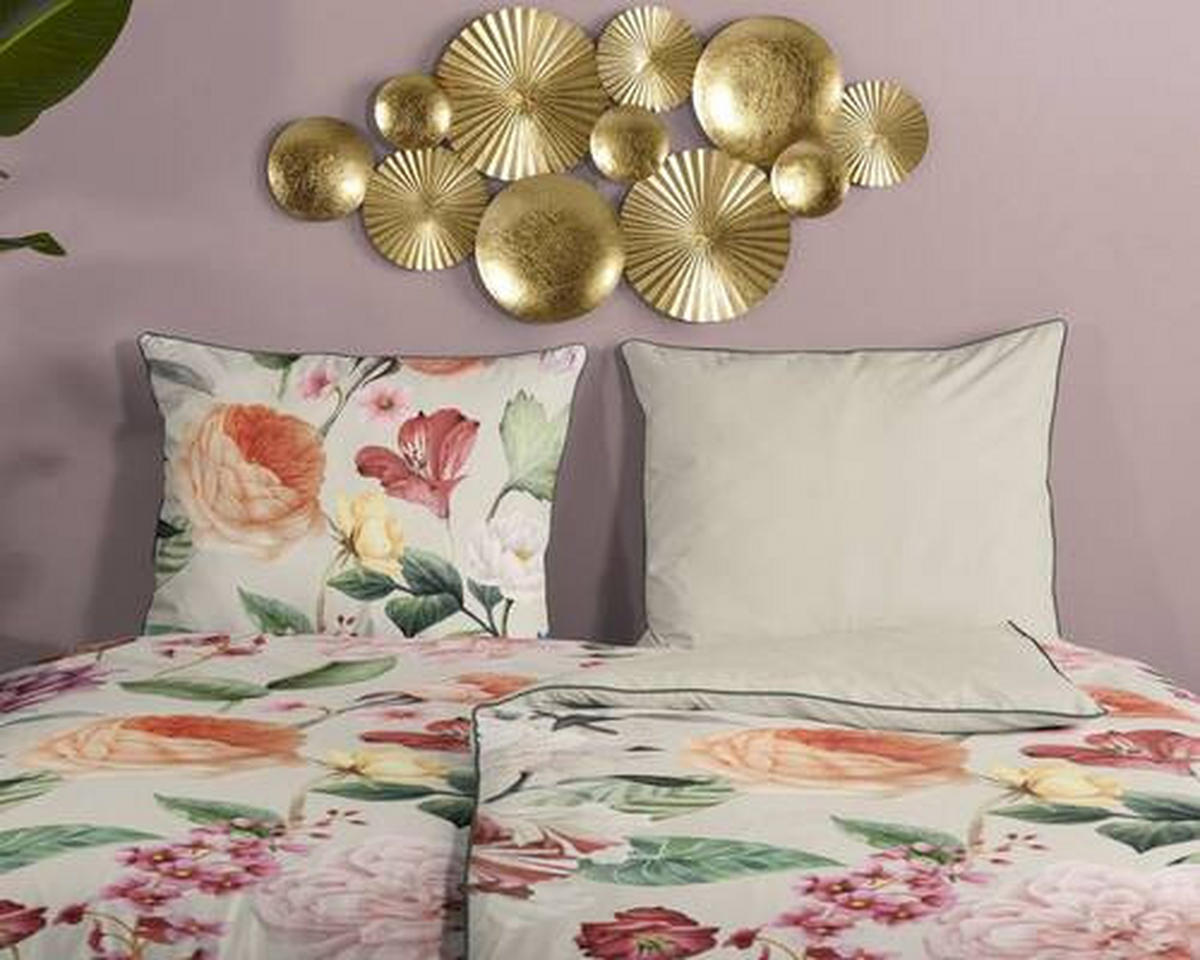 WENDEBETTWÄSCHE Fiori Satin 155/220 cm  - Ecru/Gelb, Natur, Textil (155/220cm)