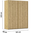 SCHWEBETÜRENSCHRANK 180/223/68 cm 2-türig Eichefarben  - Eichefarben, Design, Holz/Holzwerkstoff (180/223/68cm) - Novel