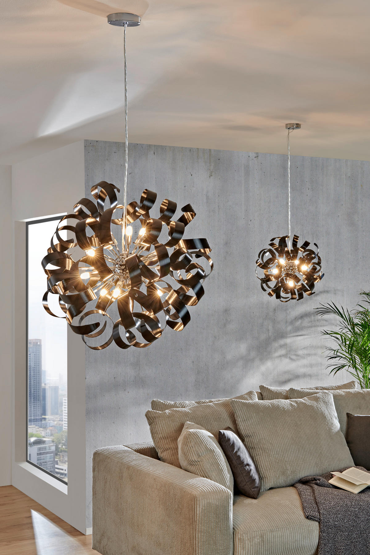 LED FÜGGŐLÁMPA 60/180 cm  - fekete, Design, fém (60/180cm) - Ambiente