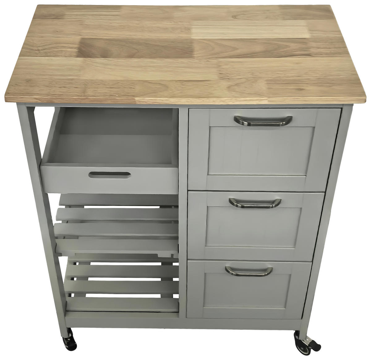 SERVIERWAGEN Kautschukholz vollmassiv Graublau  - Graublau/Silberfarben, Basics, Holz/Holzwerkstoff (67/84/37cm) - MID.YOU