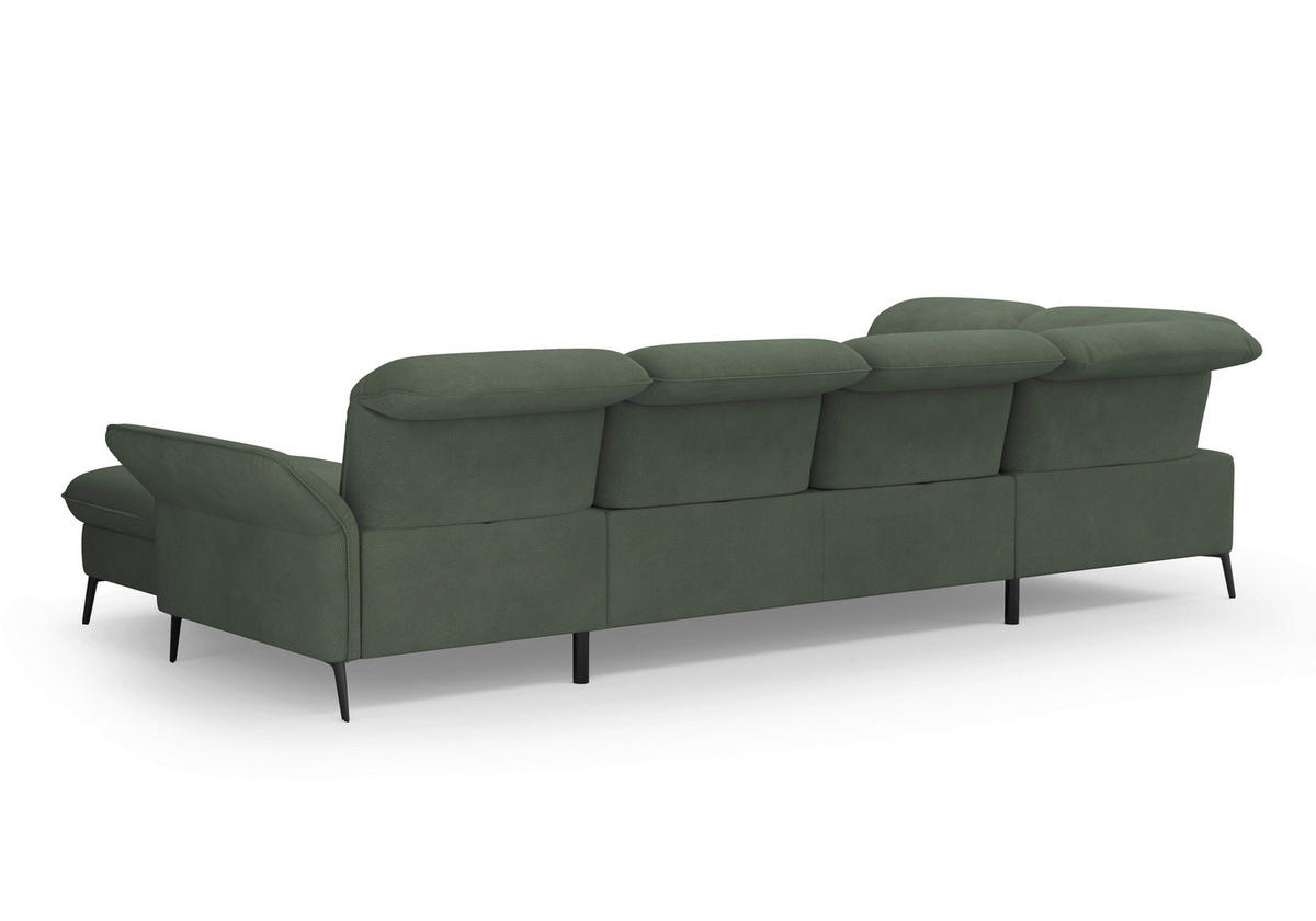 WOHNLANDSCHAFT in Flachgewebe Grün  - Schwarz/Grün, KONVENTIONELL, Textil/Metall (231/359/198cm) - Sit & More