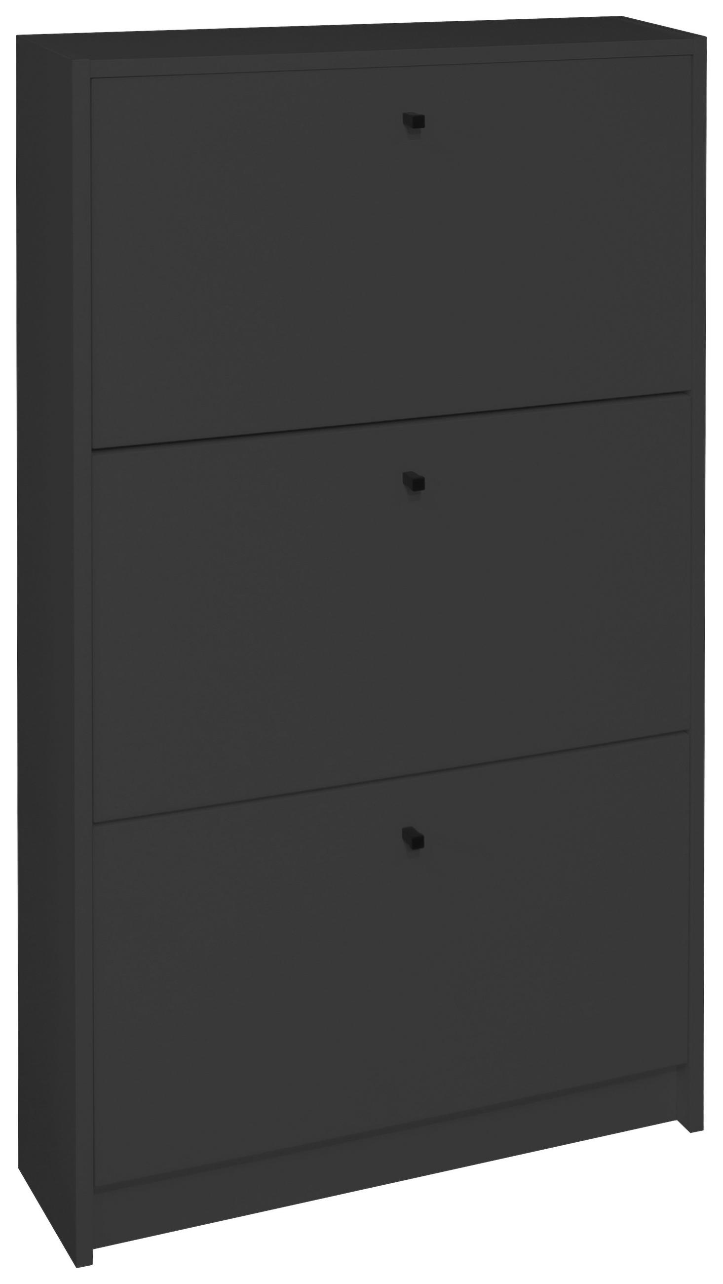SCHUHKIPPER melaminharzbeschichtet, Mattlack Anthrazit - Anthrazit/Schwarz, Design, Holzwerkstoff/Metall (60/104/16cm) - Xora
