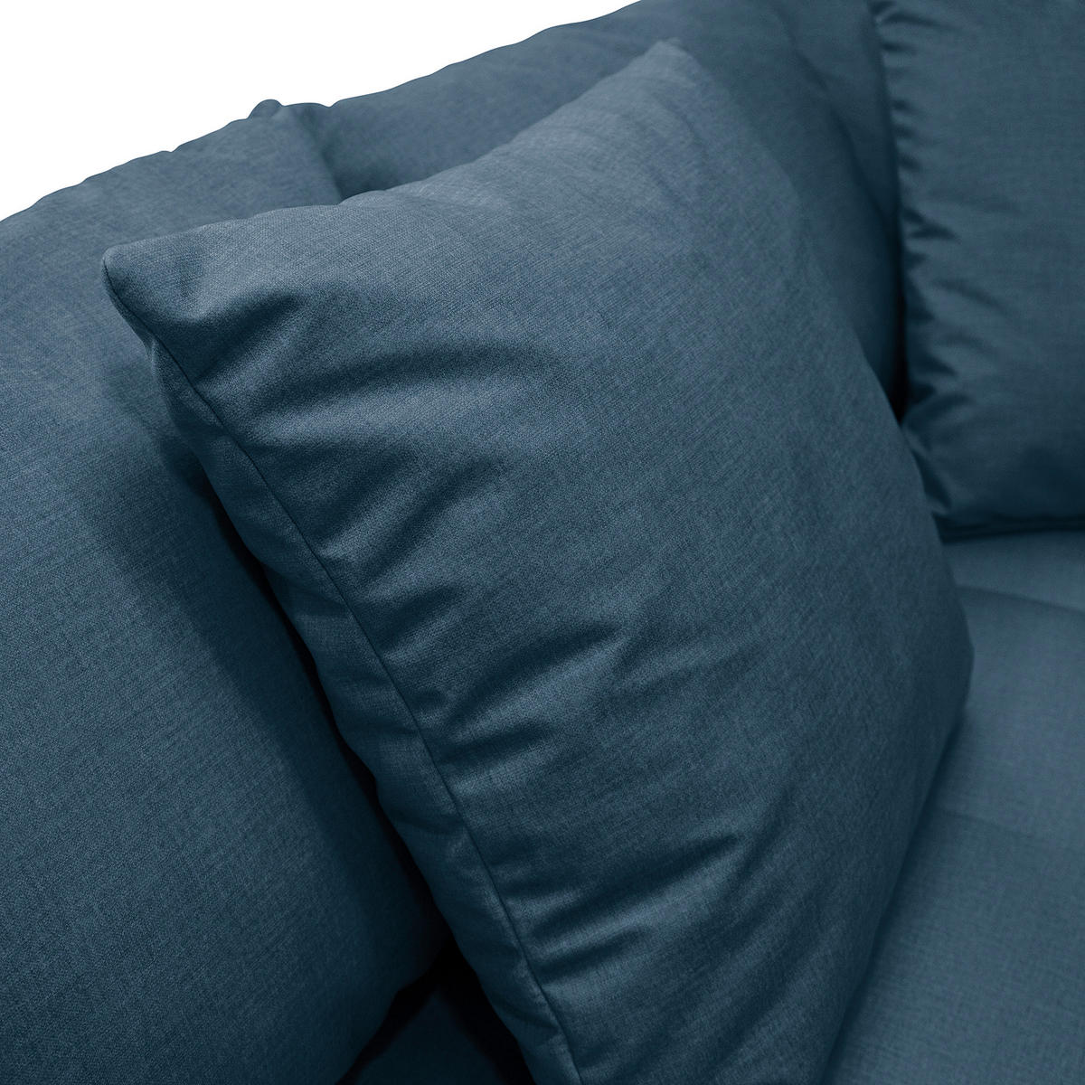 Ecksofa inkl. Hocker in Mikrofaser Dunkelblau  - Schwarz/Dunkelblau, Design, Holz/Textil (174/247cm) - MID.YOU