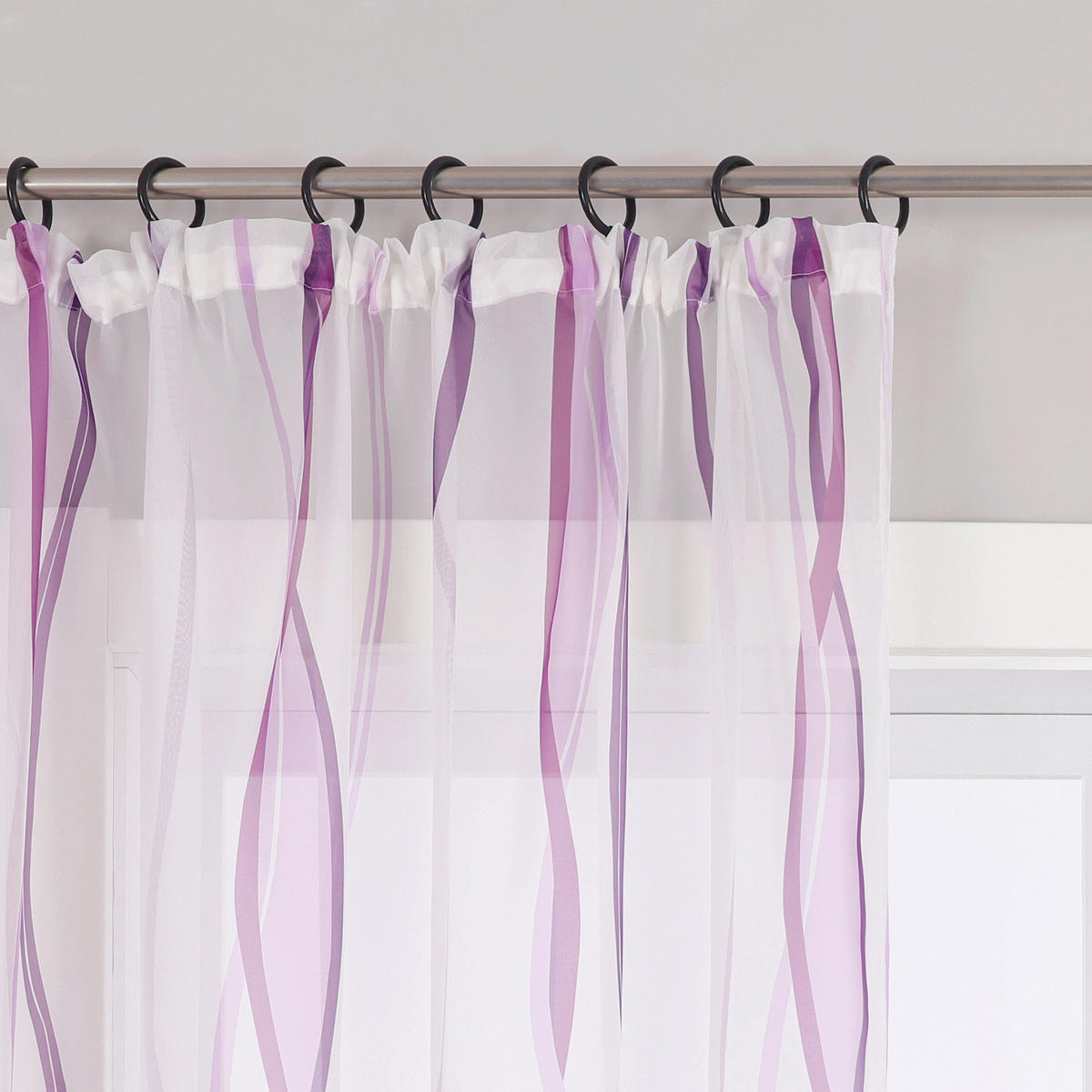 FERTIGVORHANG  transparent  140/145 cm   - Weiß Hochglanz/Violett, Basics, Textil (140/145cm) - Joyswahl