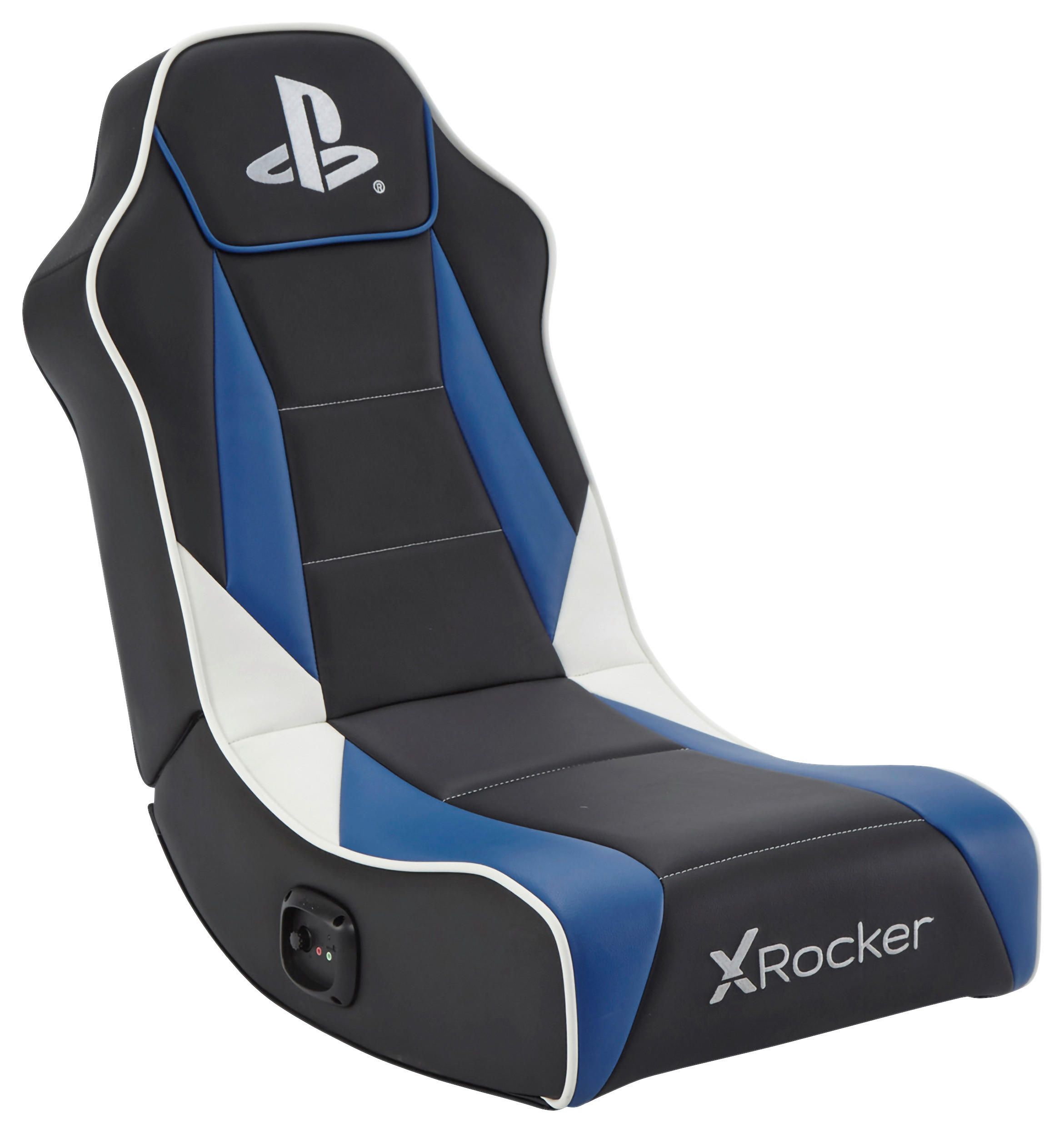GAMINGSESSEL  in Blau, Schwarz, Weiß  - Blau/Schwarz, MODERN, Leder/Holzwerkstoff (42/68/74cm) - X Rocker