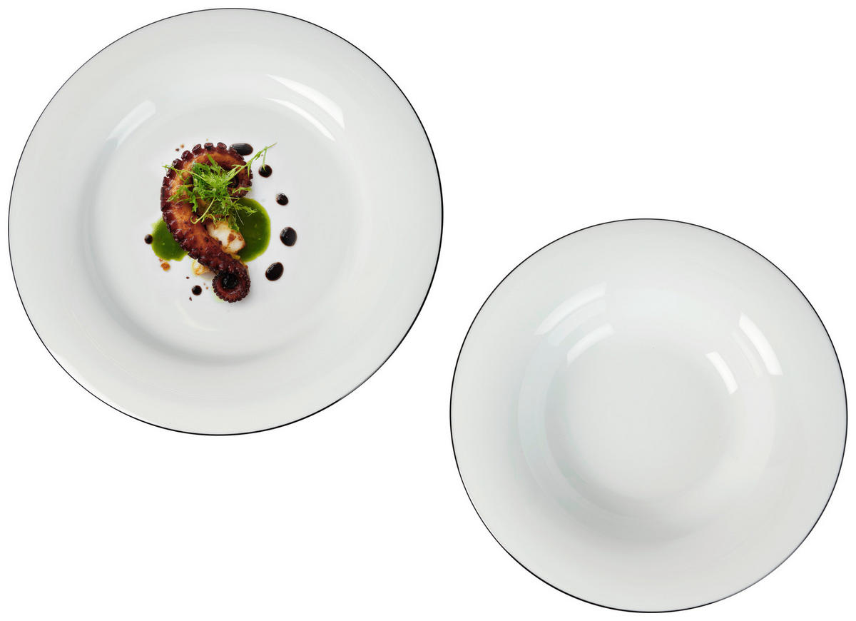 Serviciu De Masă 8 piese  - alb/negru, Basics, ceramică - Novel