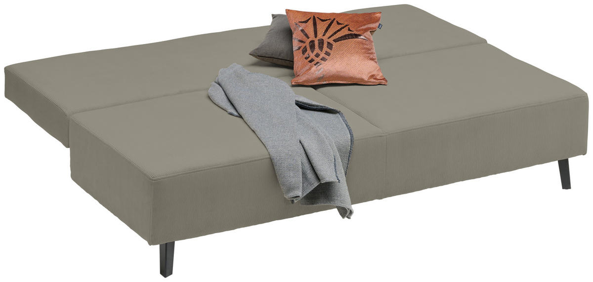 SCHLAFSOFA Cord Taupe  - Taupe/Schwarz, Modern, Textil/Metall (193/85/88cm) - Novel