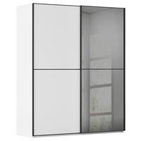 SCHWEBETÜRENSCHRANK 201/223/68 cm 2-türig Weiß, Schwarz  - Schwarz/Weiß, KONVENTIONELL, Glas/Holzwerkstoff (201/223/68cm) - Novel