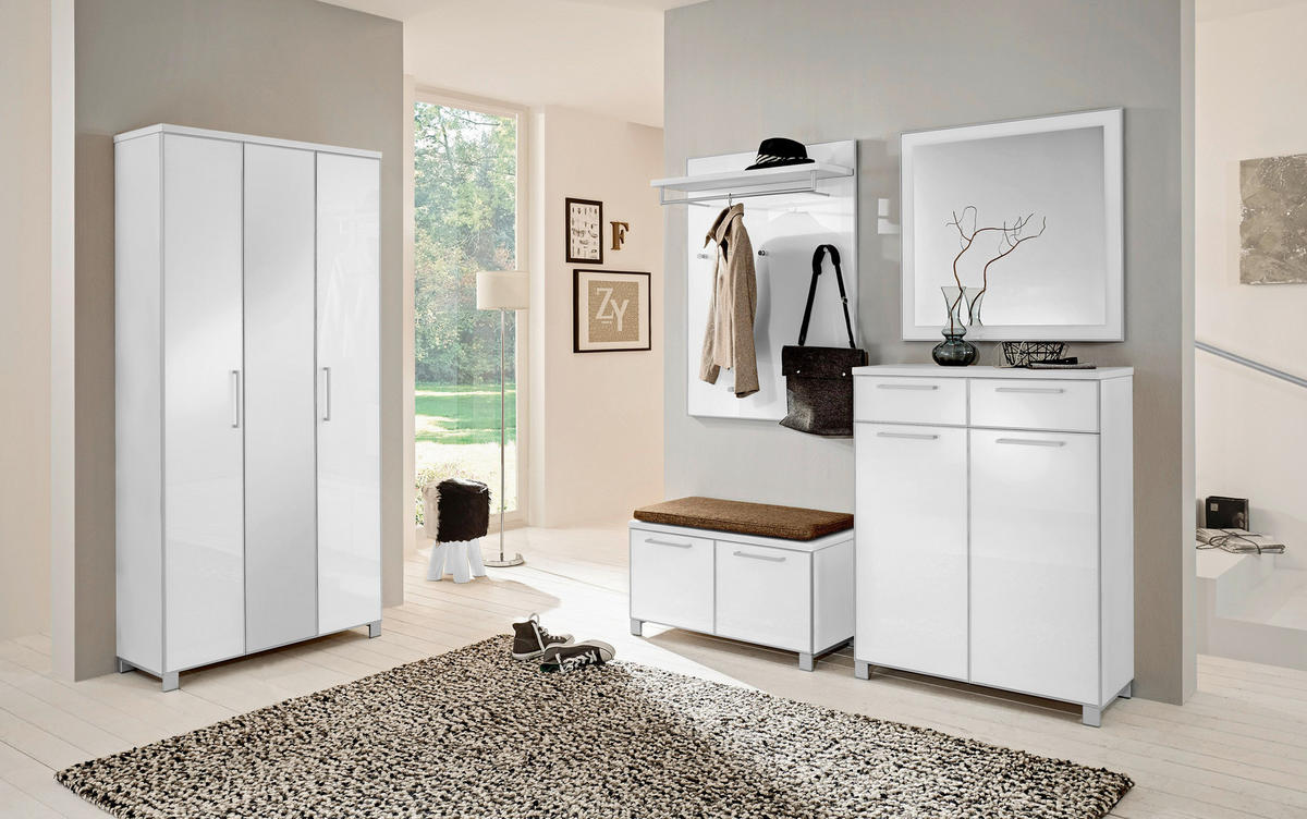 GARDEROBE 6-teilig  in 265/195/40 cm  - Hellbraun/Weiss, Design, Glas/Holzwerkstoff (265/195/40cm)