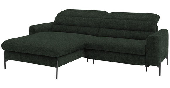 ECKSOFA in Flachgewebe Waldgrün 191/252 cm - Waldgrün/Schwarz, Design, Textil/Metall (191/252cm) - Dieter Knoll