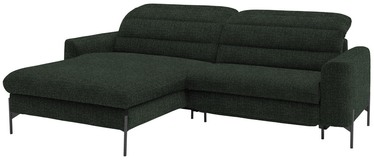 ECKSOFA in Flachgewebe Waldgrün  191/252 cm  - Waldgrün/Schwarz, Design, Textil/Metall (191/252cm) - Dieter Knoll