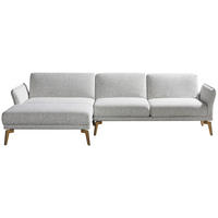 ECKSOFA  in Flachgewebe Creme, Hellgrau  - Eichefarben/Creme, Design, Holz/Textil (164/289cm) - Valnatura