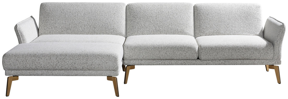 ECKSOFA  in Flachgewebe Creme, Hellgrau  - Eichefarben/Creme, Design, Holz/Textil (164/289cm) - Valnatura