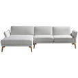 ECKSOFA  in Flachgewebe Creme, Hellgrau  - Eichefarben/Creme, Design, Holz/Textil (164/289cm) - Valnatura