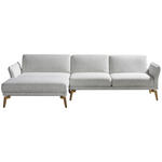 ECKSOFA  in Flachgewebe Creme, Hellgrau  - Eichefarben/Creme, Design, Holz/Textil (164/289cm) - Valnatura