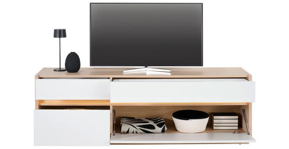 TV-ELEMENT Weiß, Eichefarben 173,5/58,2/42 cm - Eichefarben/Schwarz, KONVENTIONELL, Holzwerkstoff/Kunststoff (173,5/58,2/42cm) - Hom`in