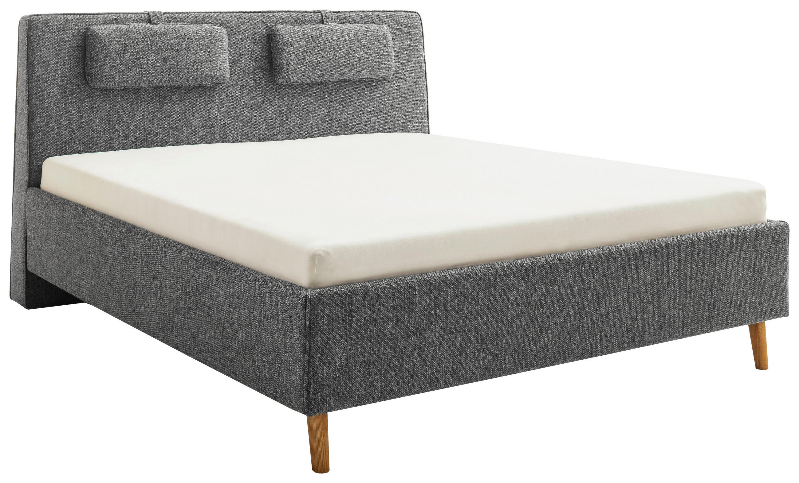 POLSTERBETT inkl. Bettkasten 180/200 cm,  in Grau, Lattenrost, Bettkasten,  - Eichefarben/Birkefarben, Design, Holz/Textil (180/200cm) - Schöner Wohnen