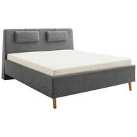 POLSTERBETT inkl. Bettkasten 180/200 cm,  in Grau, Lattenrost, Bettkasten,  - Eichefarben/Birkefarben, Design, Holz/Textil (180/200cm) - Schöner Wohnen