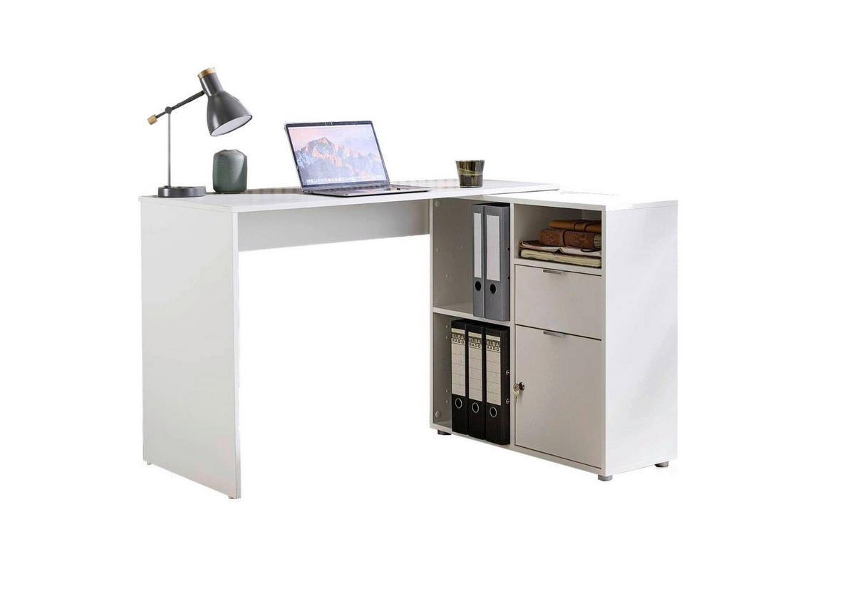 PÍSACÍ STÔL S ÚLOŽ.PRIESTOROM, biela, 110/85/74 cm - biela, Modern, kompozitné drevo (110/85/74cm) - MID.YOU