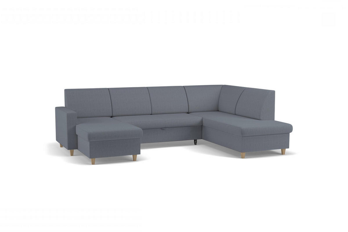 WOHNLANDSCHAFT NIKAS Grau Bouclé  - Buchefarben/Grau, Design, Holz/Textil (310/160/145cm) - MID.YOU