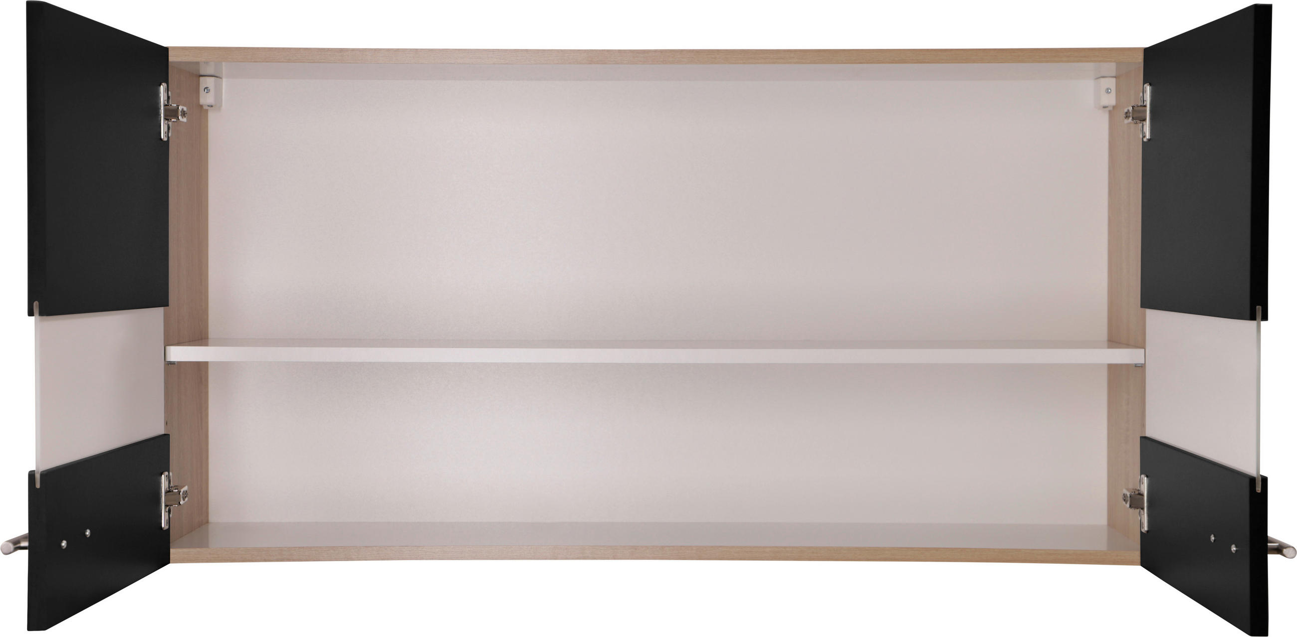 KÜCHENOBERSCHRANK 110/56,1/34,6 cm  in Schwarz, Eichefarben  - Eichefarben/Silberfarben, Basics, Glas/Holzwerkstoff (110/56,1/34,6cm) - Respekta