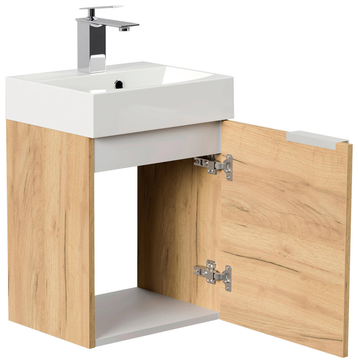 GÄSTEBAD - Eichefarben/Silberfarben, MODERN, Holzwerkstoff/Stein (40cm) - MID.YOU