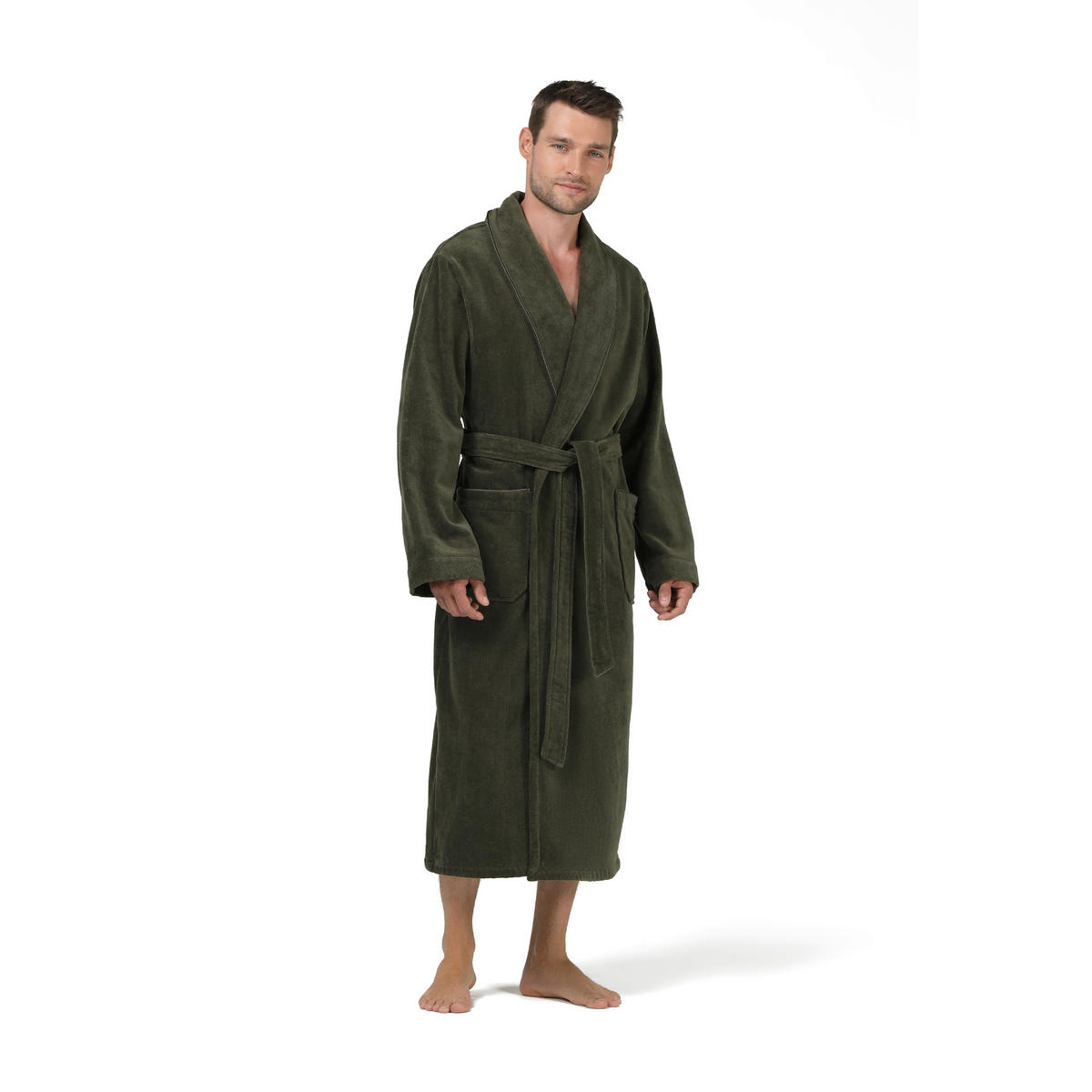 BADEMANTEL S Unisex  - Olivgrün, Basics, Textil (Snull) - Moeve