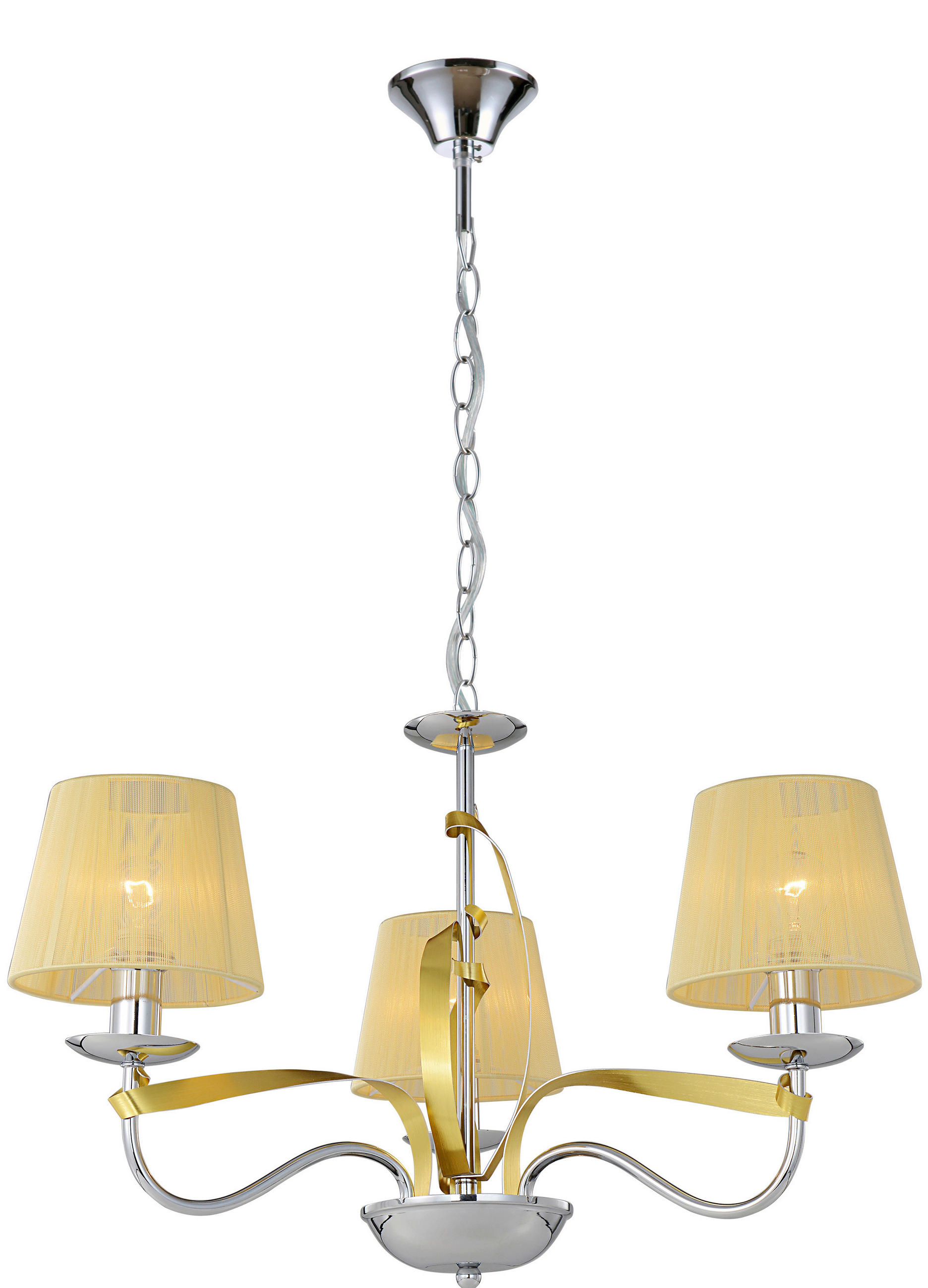 XXXLutz Pendelleuchte Diva Chrom, Gold 60x100x60 cm