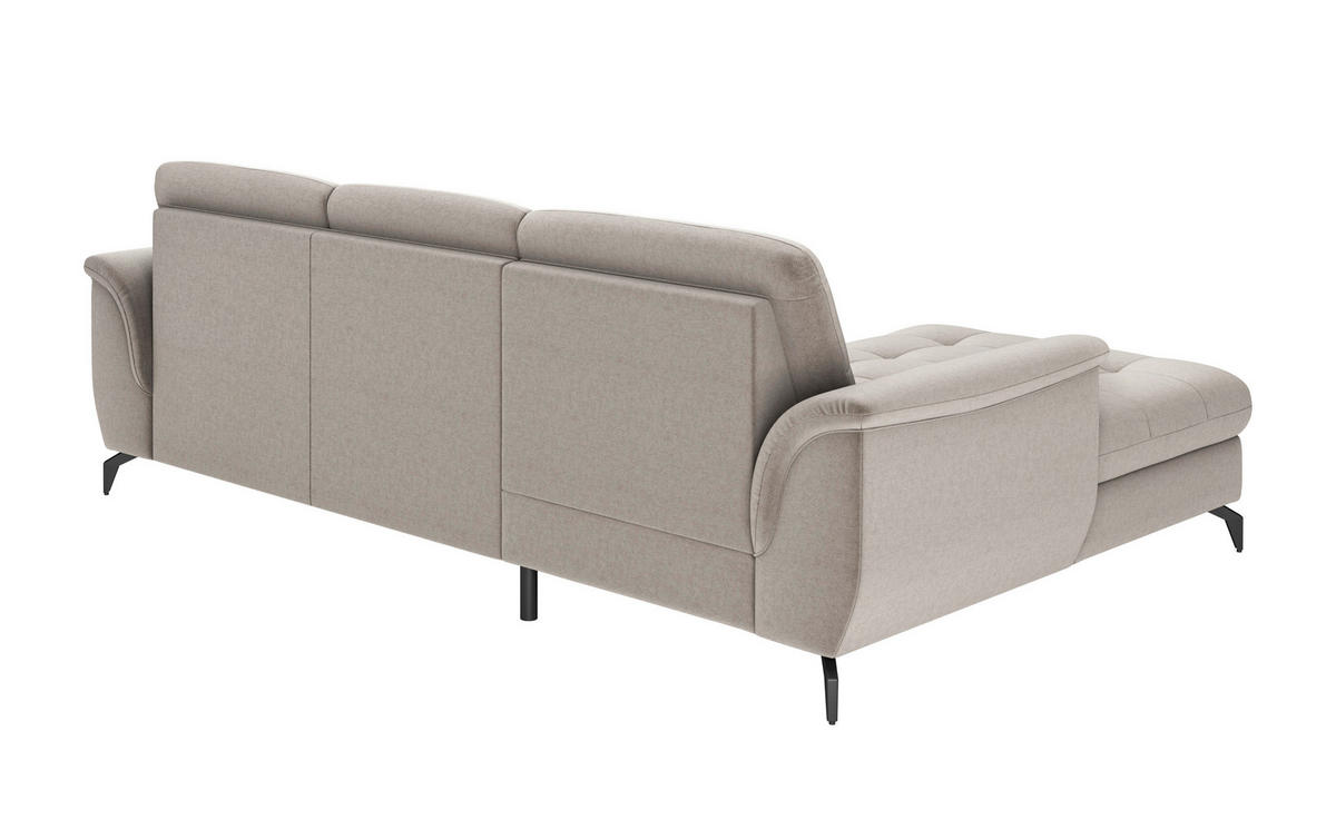 ECKSOFA ZORA E Taupe Flachgewebe  - Taupe/Schwarz, MODERN, Textil/Metall (164/262cm) - Sit & More