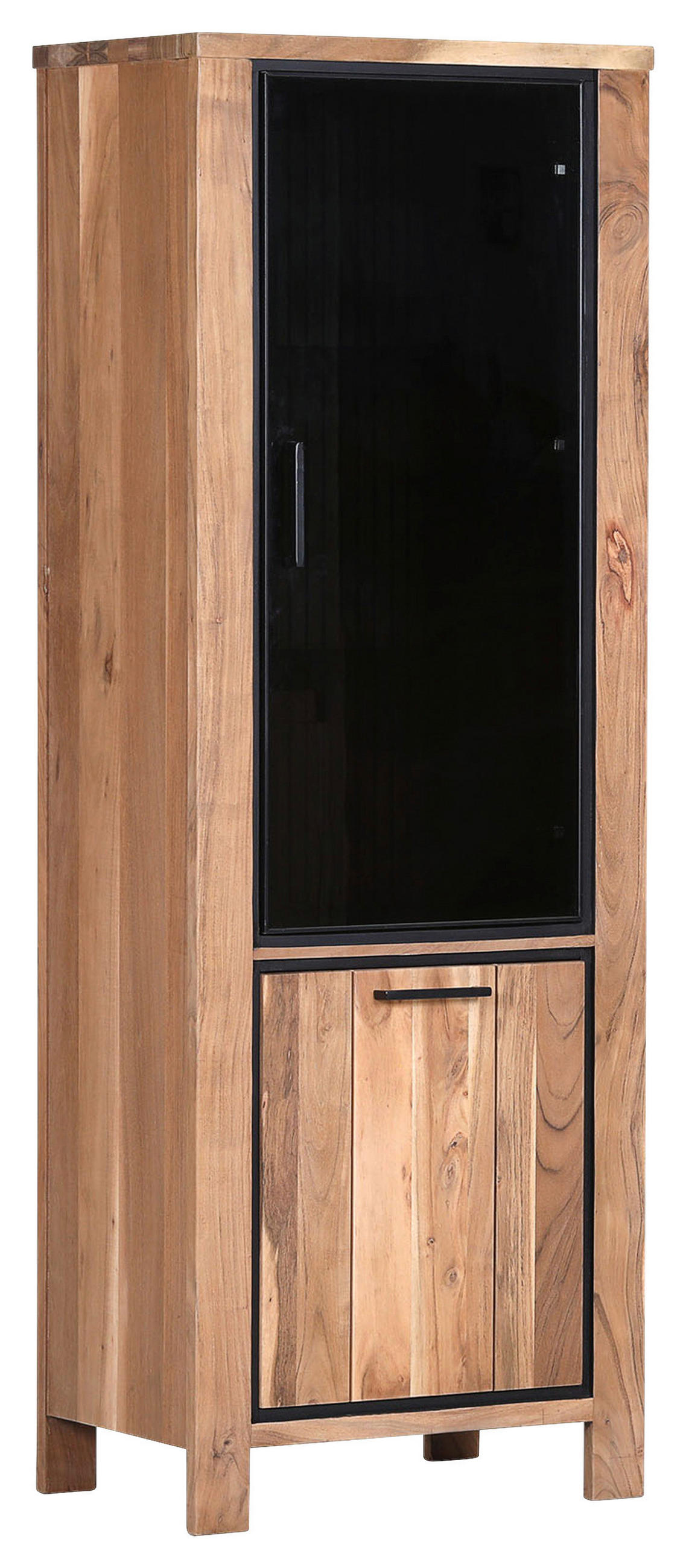 VITRINE  in massiv Akazie Akaziefarben  - Schwarz/Akaziefarben, LIFESTYLE, Glas/Holz (65/180/44cm) - Landscape