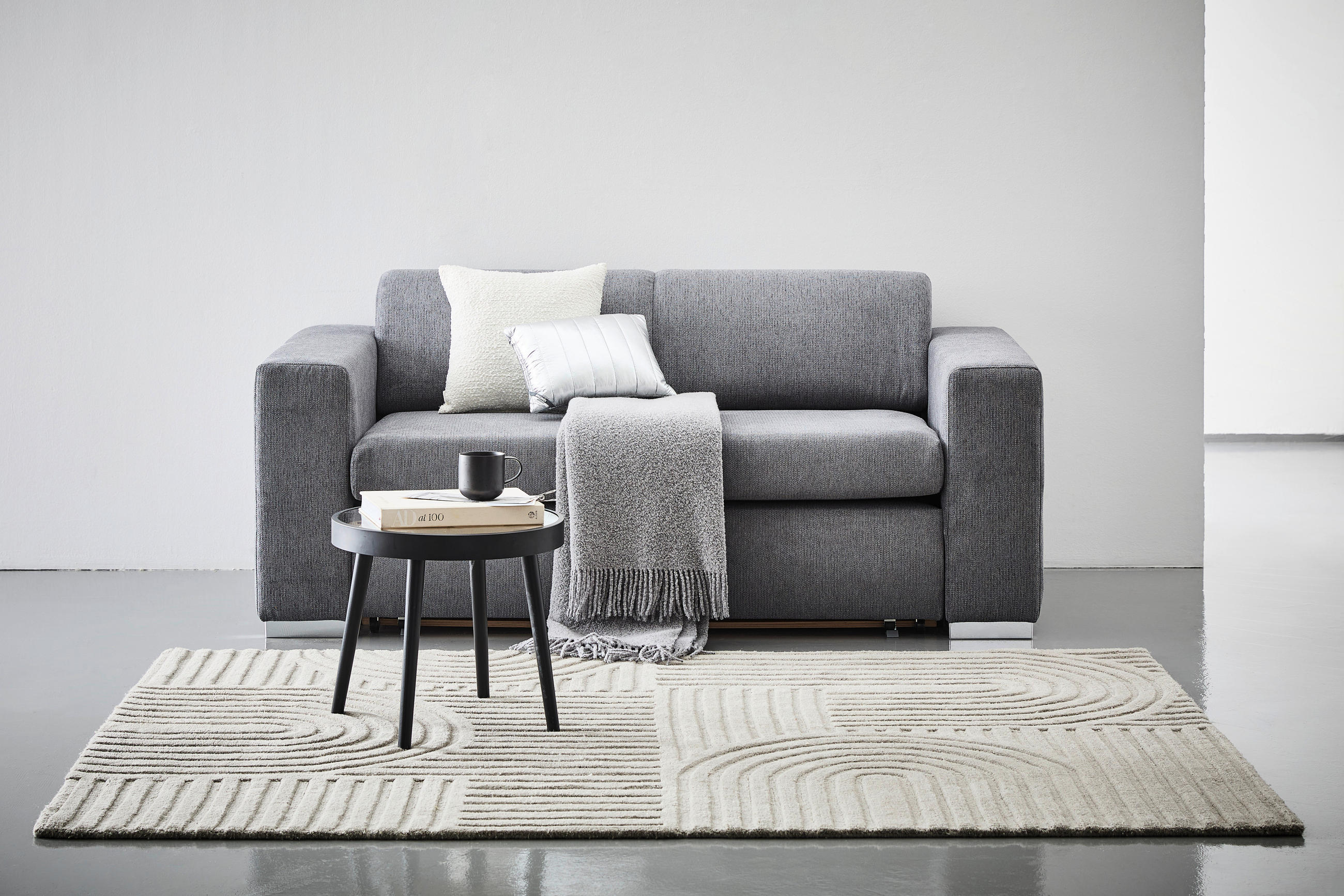 SCHLAFSOFA Chenille Anthrazit  - Anthrazit/Silberfarben, KONVENTIONELL, Kunststoff/Textil (190/81/97,5cm) - Carryhome