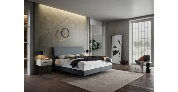 BOXSPRINGBETT 160/200 cm,  in Grau, Topper, Matratzen, H2 + H2 = mittel  - Schwarz/Grau, Design, Kunststoff/Textil (160/200cm) - Dieter Knoll