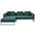 ECKSOFA Grün Feincord  - Schwarz/Grün, KONVENTIONELL, Textil/Metall (178/284cm) - Hom`in