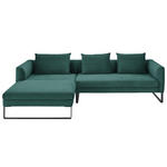 ECKSOFA in Feincord Grün  - Schwarz/Grün, KONVENTIONELL, Textil/Metall (178/284cm) - Hom`in