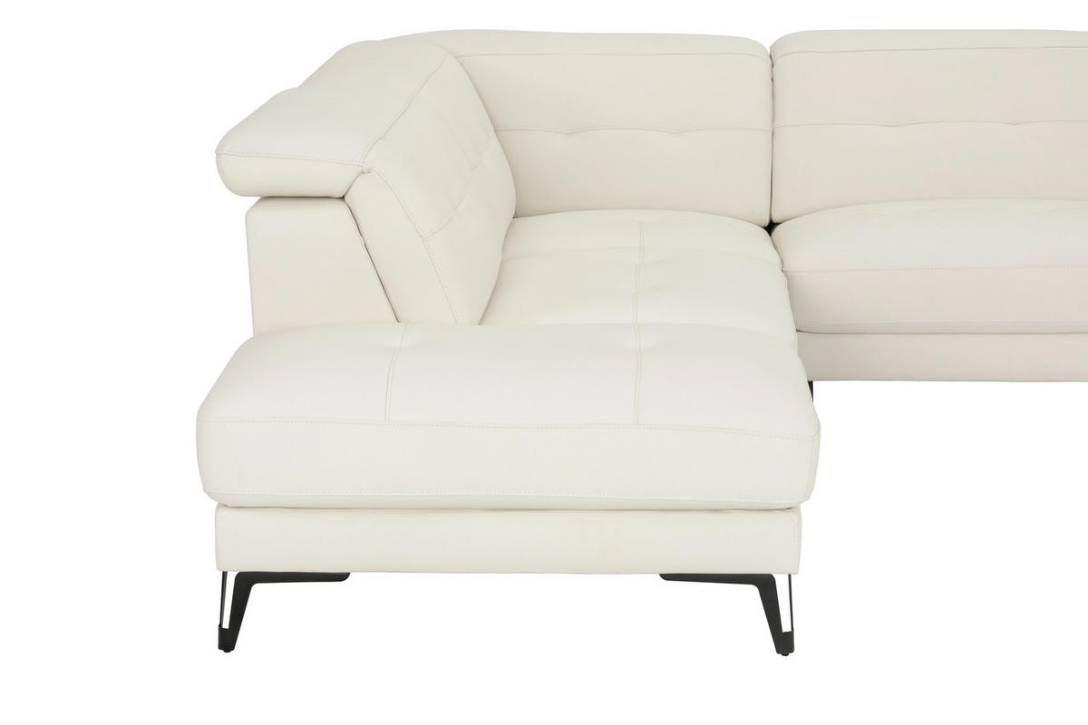 ECKSOFA Weiß Echtleder  - Schwarz/Weiß, MODERN, Leder/Metall (224/287cm) - MID.YOU