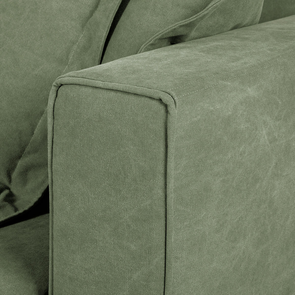 BIGSOFA STELLA in Webstoff Olivgrün  - Schwarz/Olivgrün, Design, Kunststoff/Textil (338/90/119cm) - P & B