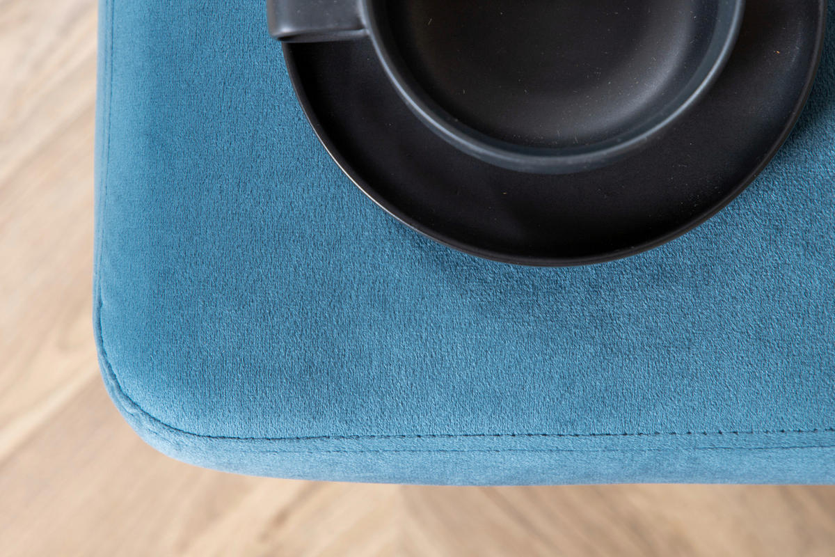 HOCKER Samt Goldfarben, Hellblau  - Blau/Goldfarben, Design, Kunststoff/Textil (90/49/70cm) - Livetastic
