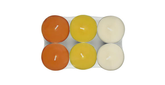 TEELICHTSET 6 Stück  - Gelb/Dunkelorange, Basics, Naturmaterialien/Paraffin (5,7/1,9cm) - Ambia Home