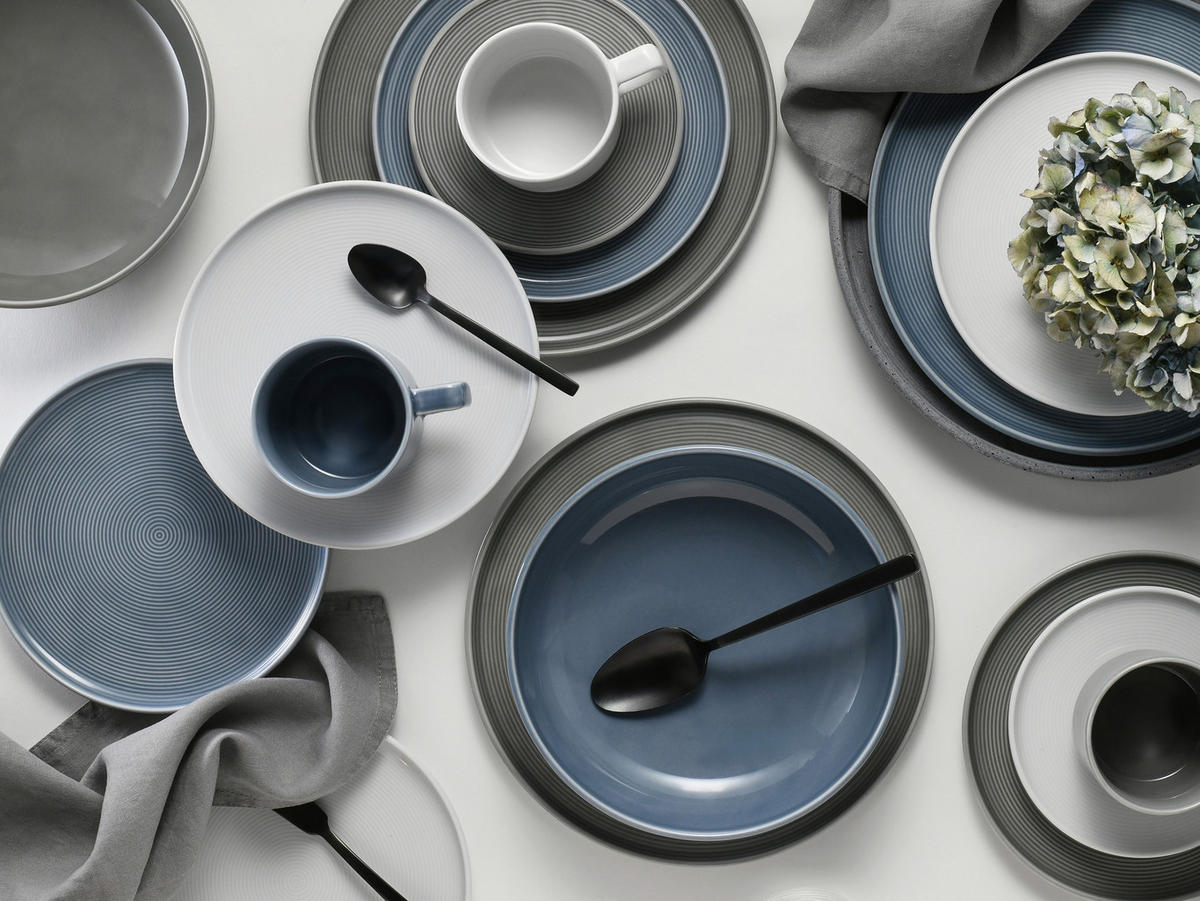 KOMBISERVICE Session Urban 30-teilig  - Graublau/Weiß, Basics, Keramik - Creatable