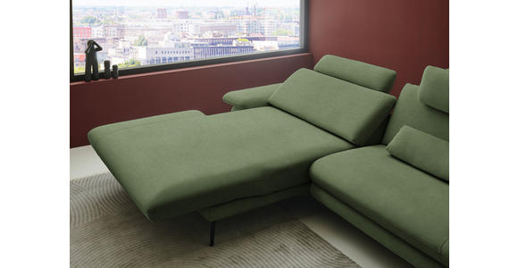 ECKSOFA  in Chenille, Flachgewebe Grün Rücken echt  180/284 cm  - Schwarz/Grün, Design, Textil/Metall (180/284cm) - Dieter Knoll