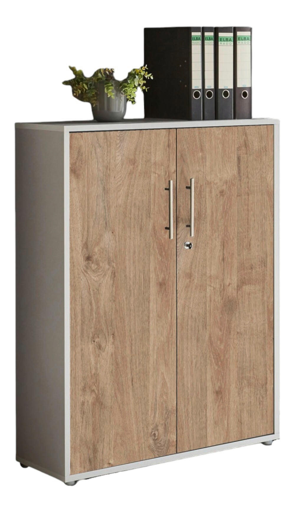 AKTENSCHRANK Grau, Eichefarben  - Eichefarben/Grau, MODERN, Holzwerkstoff (84,4/113,6/33cm) - MID.YOU