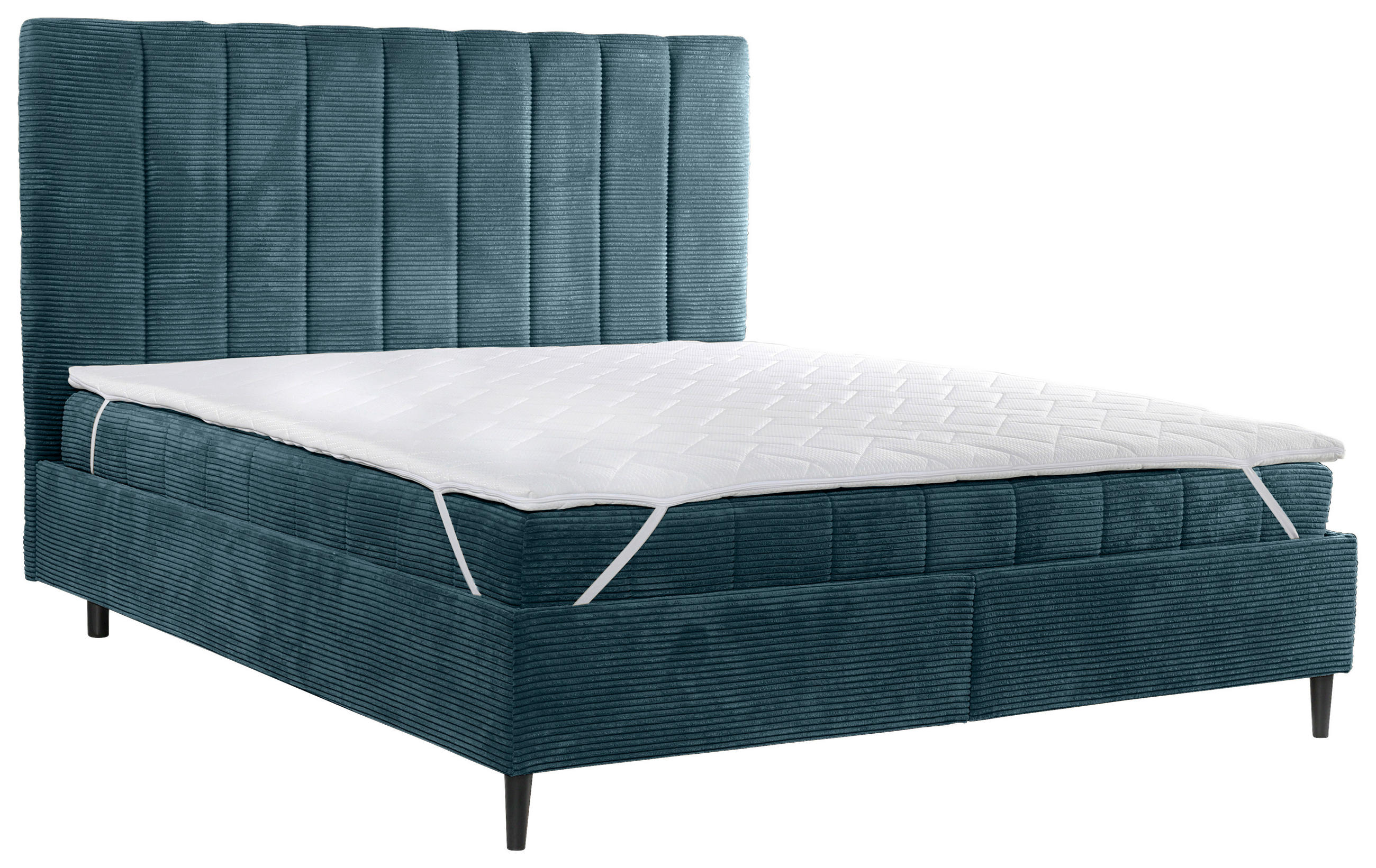 POLSTERBETT Matratze, Lattenrost Hellblau 180/200 cm  - Creme/Schwarz, LIFESTYLE, Holz/Holzwerkstoff (180/200cm) - Livetastic