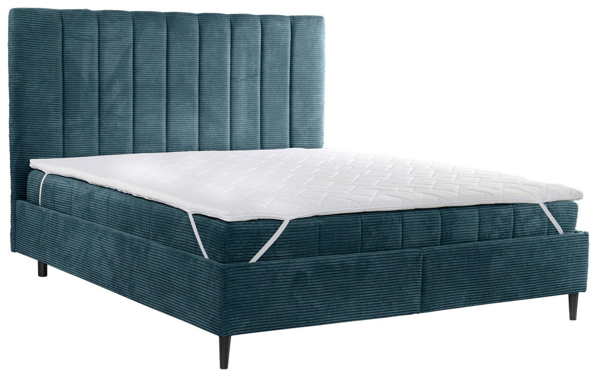 POLSTERBETT Matratze, Lattenrost 180/200 cm  in Hellblau  - Creme/Schwarz, LIFESTYLE, Holz/Textil (180/200cm) - Livetastic