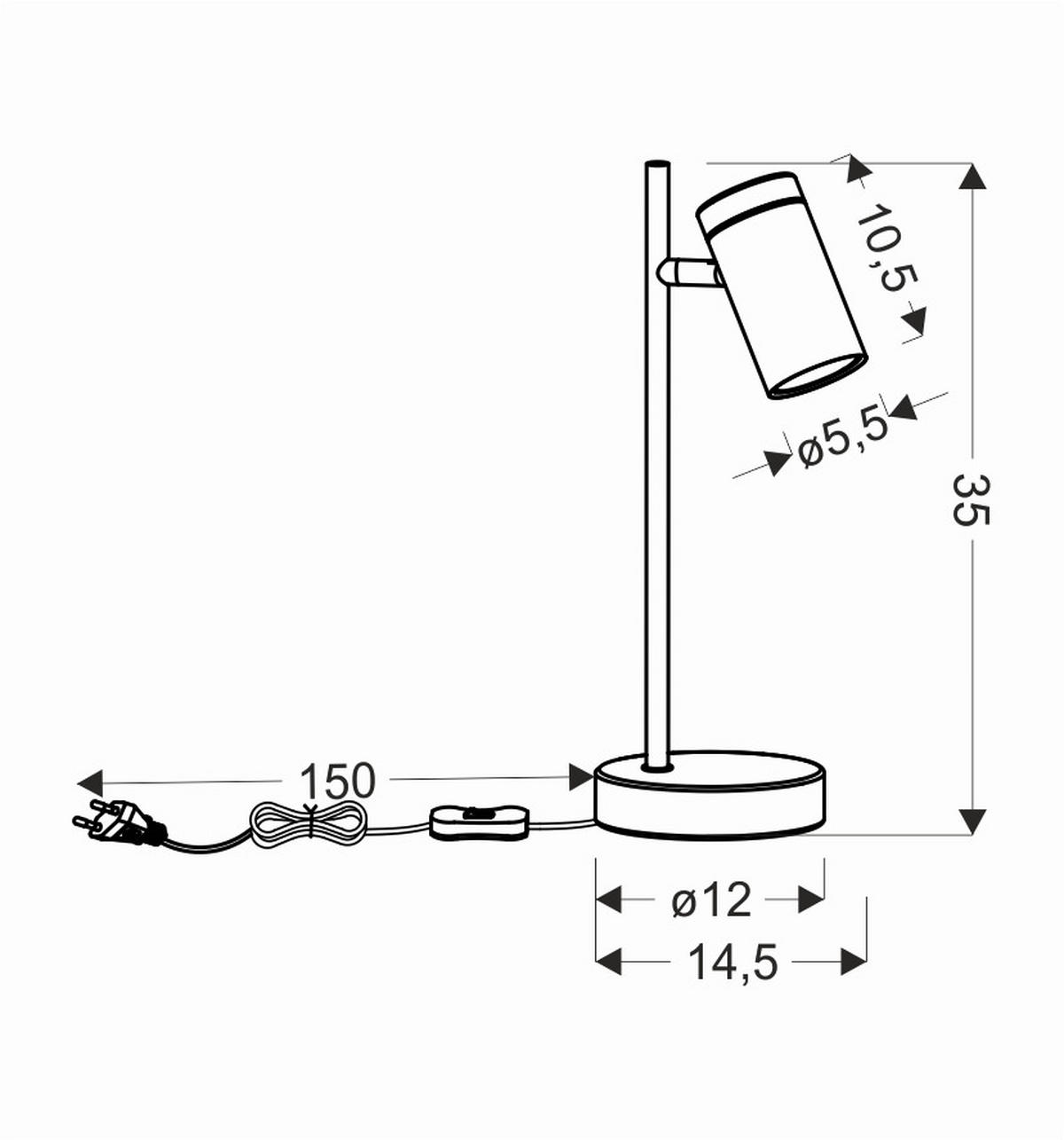 SCHREIBTISCHLEUCHTE 14.5/14.5/35 cm   - Eichefarben/Schwarz, KONVENTIONELL, Metall (14.5/14.5/35cm)