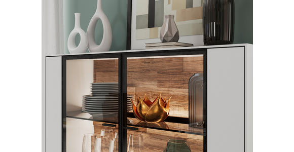 HIGHBOARD Grau 121,9/138,3/37,1 cm - Schwarz/Grau, Design, Glas/Holzwerkstoff (121,9/138,3/37,1cm) - Dieter Knoll