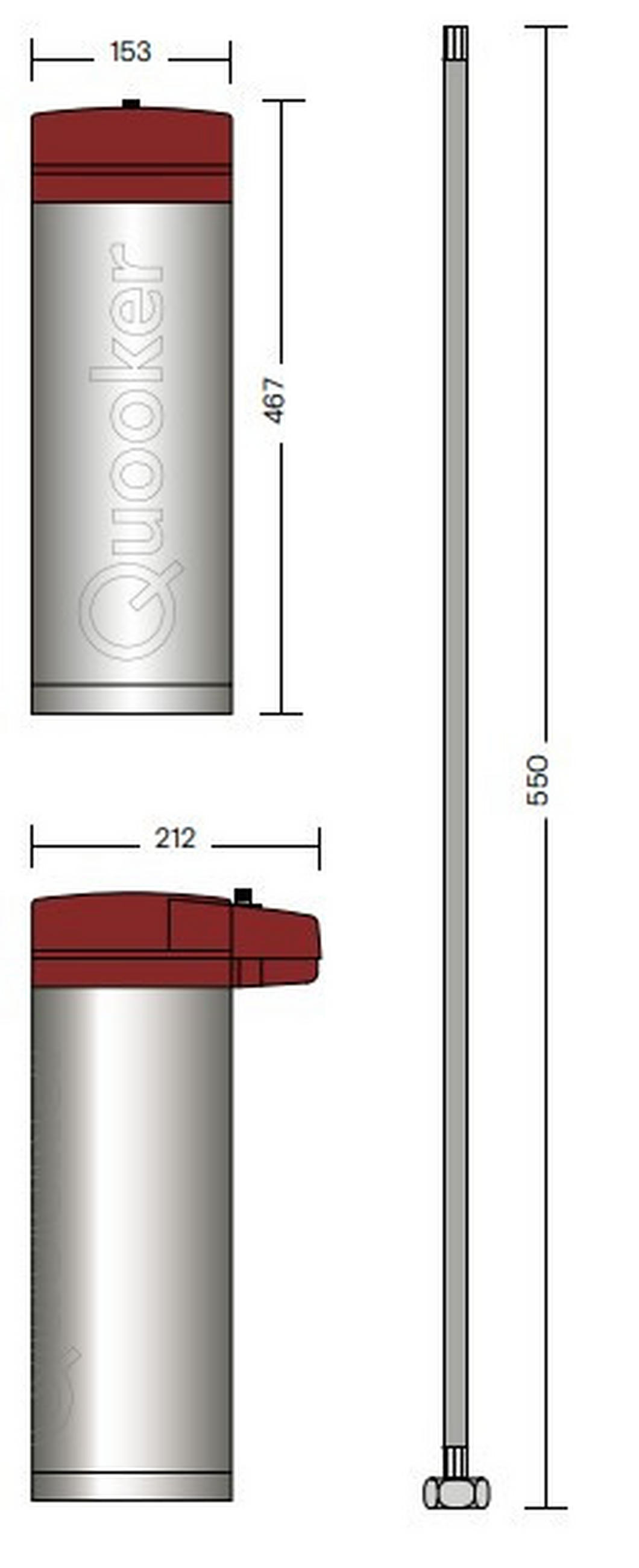 WARMWASSERSPEICHER - Edelstahlfarben/Rot, Basics, Metall (15,3/46,7/15,3cm) - Quooker